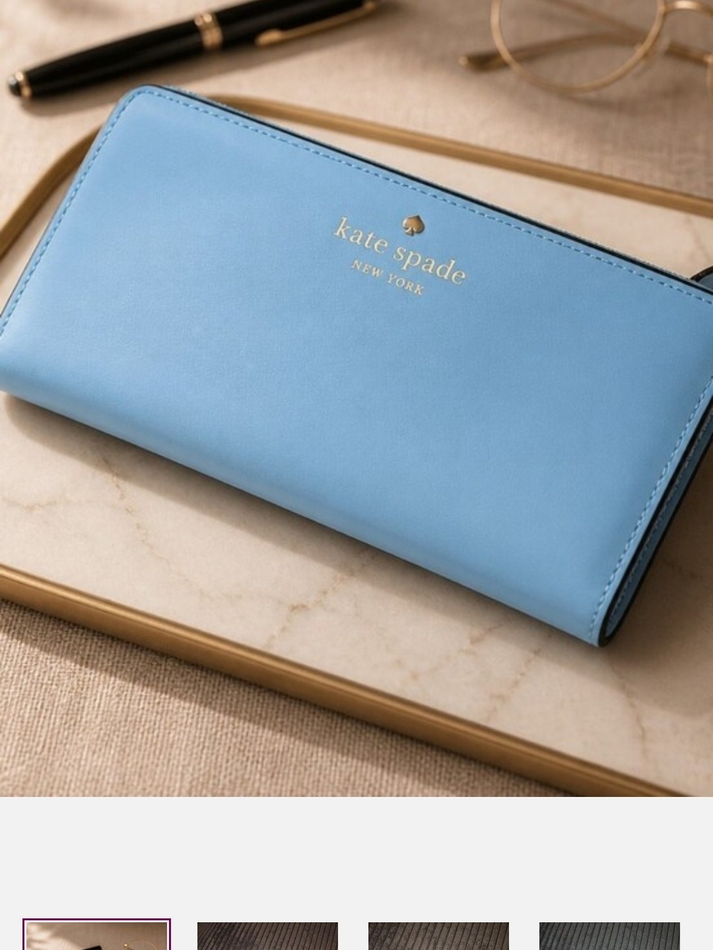 kate spade New York Sky Blue Leather Continental Wallet